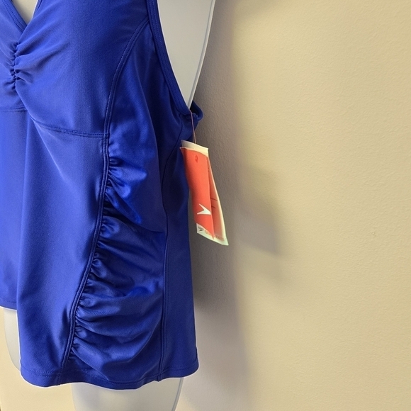 Speedo Shirred Racerback Tankini Swim Top Bora Bora Blue 14 - Picture 5 of 10